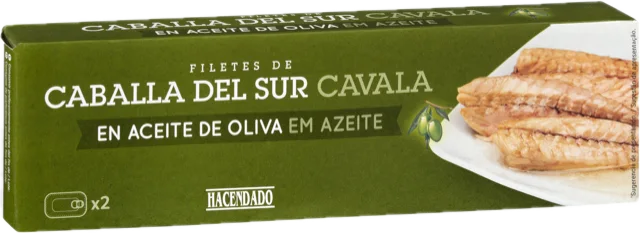 Filetes de caballa del sur en aceite de oliva Hacendado