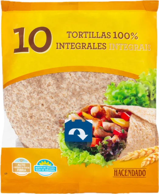 Tortillas de trigo integrales Hacendado