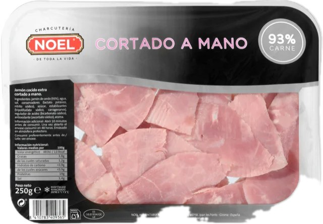 Jamón cocido extra cortado a mano Noel